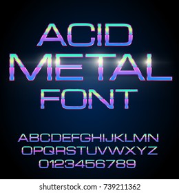 Elegant Acid Toxic Colored Thin Metal Chrome Vector Typeface