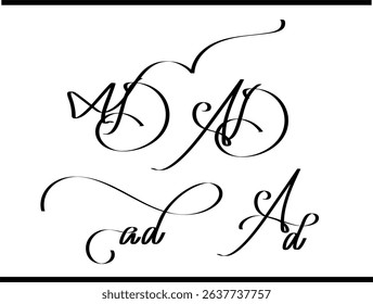 Elegant AD Logo: A and D Interlocked Alphabet Calligraphy Design