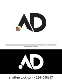 elegant AD logo template with black and white vector i, Letters AD joint logo, ad font logo