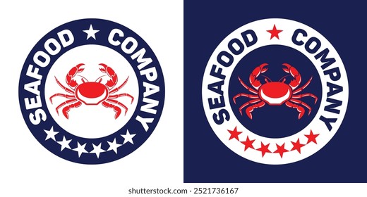 An elegant and aesthetically pleasing logo design for a seafood company featuring a crab. Vector illustration in minimalistic style. Ideal for signs, websites, culinary branding and marketing