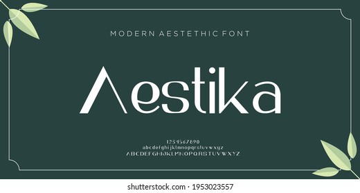 Elegante letra y número de letras Aestika. Diseños de moda minimalistas con letras modernas, diseños naturales. Tipografía moderna de fuentes san serif decorativas 