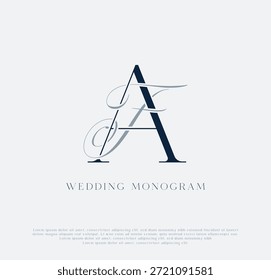 Elegantes iniciales entrelazadas AF logotipo de monograma de boda