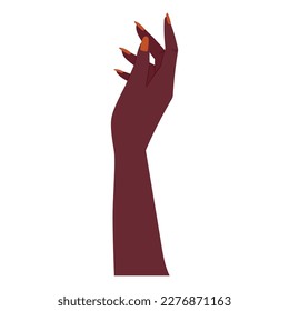 Elegante mujer afroamericana con manicura roja. Vector aislado de brazo plano Feminine.