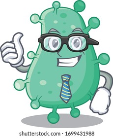 An elegant agrobacterium tumefaciens Businessman mascot design wearing glasses and tie