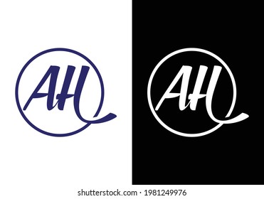 Elegant AH Initial Logo Design with Circular Frame Depicting a Modern and Timeless Aesthetic