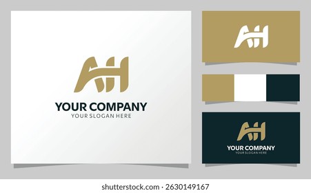 Elegant "AH" Monogram Logo in Gold and Dark Theme Style