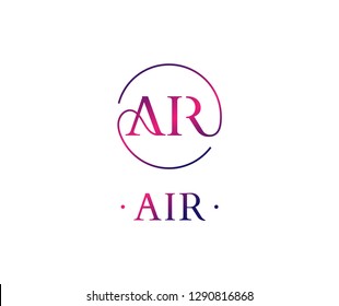 Elegant AIR brand name design. Circle icon with Air name inside.Vector image.