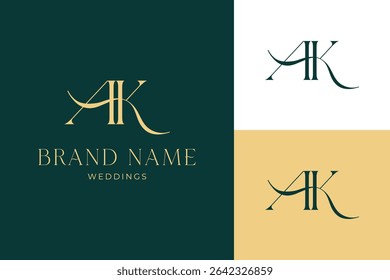 Elegant AK Wedding Monogram Logo and Luxury Wedding Brand Identity
