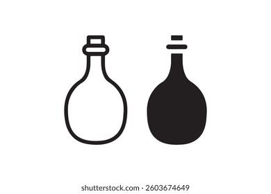 Elegant alcohol bottle icon outline and solid Vector
