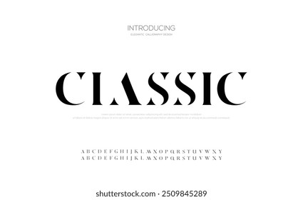  Elegante fuente del alfabeto. Tipografía classic style serif font set. Ilustración vectorial 