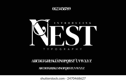 Elegant alphabet letter font typography classic serif fonts Premium Vector