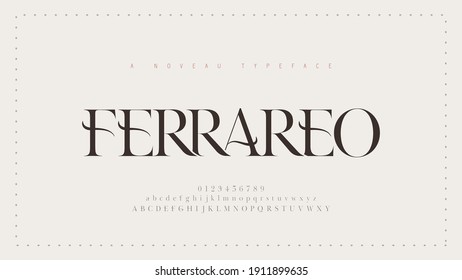 Letra elegante alfabética clásica. Diseño De Moda Minimal Clásico Moderno Con Letras De Serif. Tipos de letra de decoración de tipografía para marca, boda, invitaciones, logotipos. ilustración vectorial