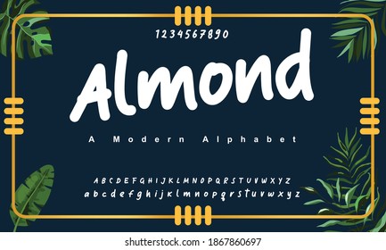 Elegant alphabet letters. Classic Lettering Minimal Fashion Designs. Typography modern sans serif fonts and numbers. Almond font. vector illustration