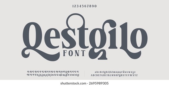 Elegant alphabet letters font. Classic Modern Serif Lettering Minimal Fashion Designs. Typography decoration fonts for branding, wedding, invitations, logos. vector illustration