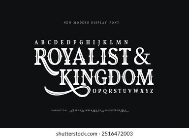 Logotipo de letra de letras de alfabeto elegante. Tipografía de lujo de letras clásicas serif italic Fuentes decorativas de la boda vintage logotipos retro. Ilustración vectorial