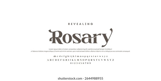 Elegant alphabet letters font logo classic minimal fashion designs. Typography modern sans fonts and number for logo brand. vector illustration
