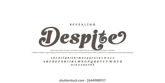 Elegant alphabet letters font logo classic minimal fashion designs. Typography modern sans fonts and number for logo brand. vector illustration