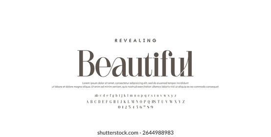 Elegant alphabet letters font logo classic minimal fashion designs. Typography modern sans fonts and number for logo brand. vector illustration
