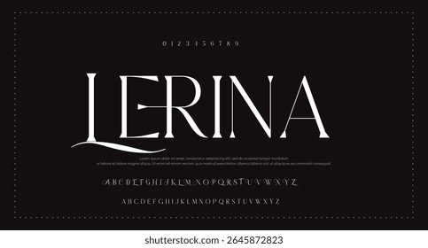  Elegant alphabet letters font logo classic minimal fashion designs. Typography modern sans fonts and number for logo brand. vector illustration