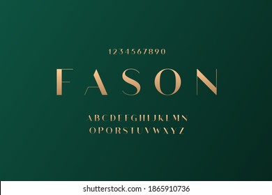 Elegante Buchstaben, Schriftart und Nummer. Klassisch elegante Lettering Minimal Fashion Designs. Typografie Schriftarten regulären Großbuchstaben . Vektorgrafik