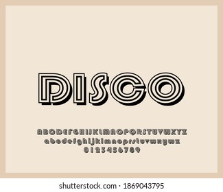 Elegant alphabet letters font and number. Classic Lettering Minimal Fashion Designs. Typography modern fonts and numbers. Disco 80. vector illustration.