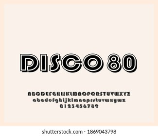 Elegant alphabet letters font and number. Classic Lettering Minimal Fashion Designs. Typography modern fonts and numbers. Disco 80. vector illustration.