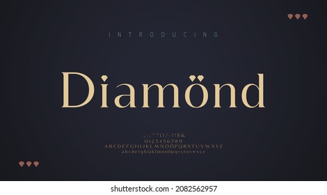 Elegant alphabet letters font and number. Classic Lettering Minimal Fashion Designs. Typography modern serif fonts decorative diamond wedding design concept. vector illustration