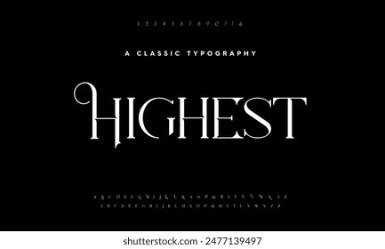 Elegant alphabet letters font and number. Classic Lettering Minimal Fashion Designs. Typography modern serif fonts regular decorative vintage