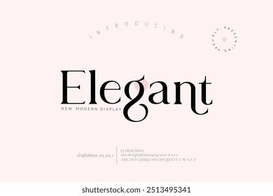 Fonte e número com letras do alfabeto elegantes. Tipografia Luxo clássico lettering serif fontes decorativo casamento vintage conceito retro. ilustração vetorial