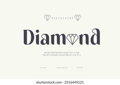 Fonte e número com letras do alfabeto elegantes. Tipografia de luxo clássico lettering serif fontes decorativo para logo casamento vintage conceito retro. ilustração vetorial