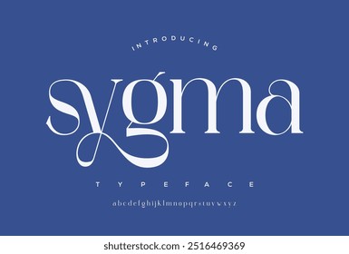 Fonte e número com letras do alfabeto elegantes. Tipografia Luxo clássico lettering serif fontes decorativo casamento logotipo vintage conceito retro. ilustração vetorial