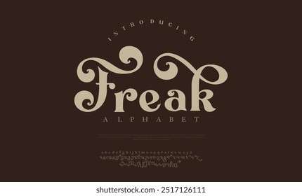 Fonte e número com letras do alfabeto elegantes. Clássico Lettering minimal Fashion Designs. Tipografia modernas fontes serif e números. ilustração vetorial