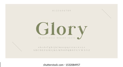 Elegant alphabet letters serif font and number. Classic Lettering Minimal Fashion. Typography Luxury fonts uppercase, lowercase and numbers. vector illustration