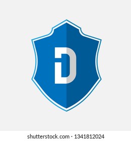 elegant alphabet monogram letter D logo with cool blue color. logo concept with polygonal badge. vector illustration