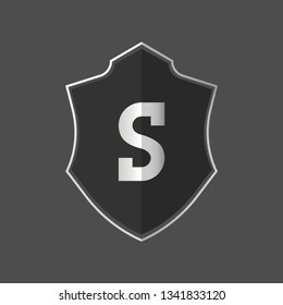 elegant alphabet monogram letter S logo with silver metallic color. logo concept with polygonal badge. vector illustration