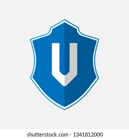 elegant alphabet monogram letter V logo with cool blue color. logo concept with polygonal badge. vector illustration