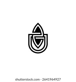 Elegant Alphabet Monogram ZU ZU Logo with Abstract Design