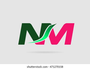 Elegant alphabet N and M letter logo. Vector illustration
