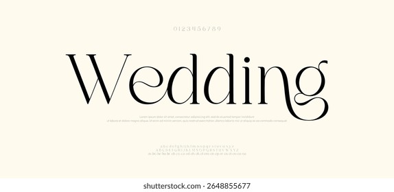 Elegante alfabeto casamento logotipo fonte. Tipografia decoração logotipo fontes, loja de beleza, marca, logos. ilustração vetorial