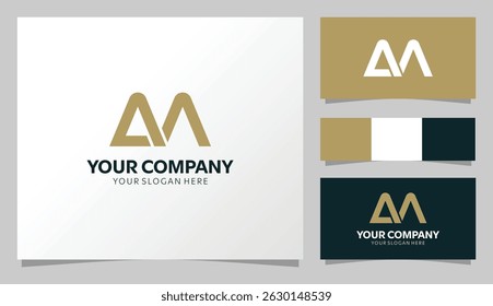 Elegant "AM" Monogram Logo in Gold and Dark Theme Style