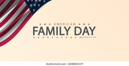 Elegant American Family Day Background with Waving Flag and Golden Stars