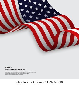 Elegant American Independence Day design background with realistic wavy flag vector
