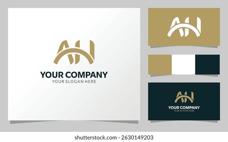 Elegant "AN" Monogram Logo in Gold and Dark Theme Style