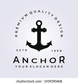 elegant anchor icon logo, port vector, skipper illustration design , vintage style logo