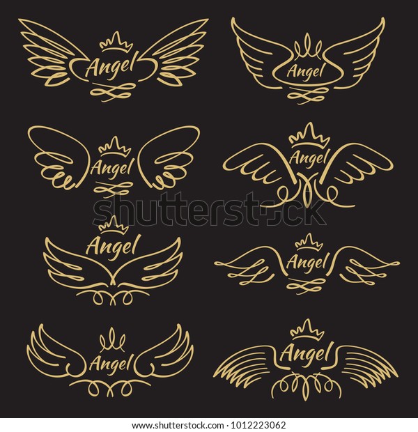 Download Elegant Angel Golden Flying Wings On Stock Vector (Royalty ...