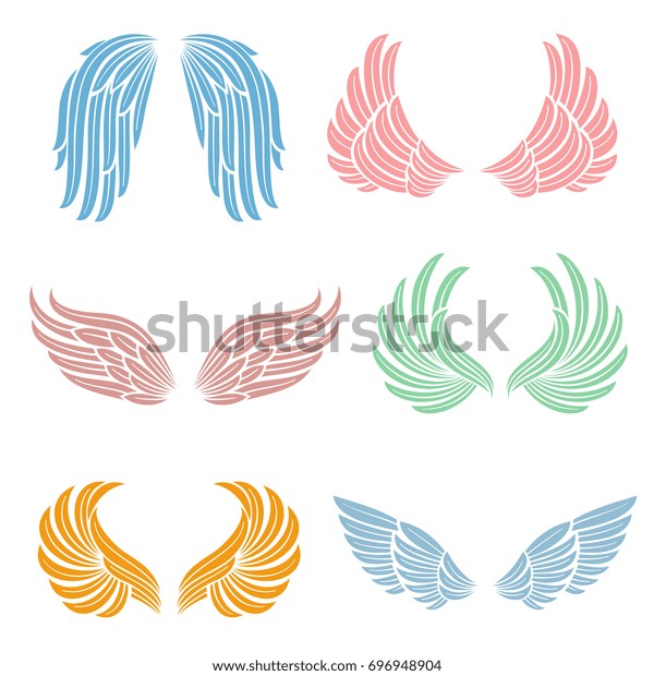 Elegant Angel Wings Long Feather Angelic Stock Vector (Royalty Free ...