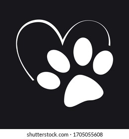 Elegant, animal footprint, symbol, vector illustration