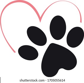 Elegant, animal footprint, symbol, vector illustration