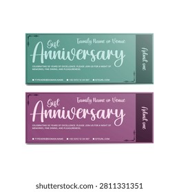 Elegant anniversary gift voucher template collection with decorative typography and refined layout suitable for celebrations retail promotions appreciation rewards printable certificates branding and premium greeting card designs.