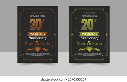 Elegant anniversary invitation design featuring sophisticated fonts, romantic motifs, and a graceful layout, perfect for celebrating love. Available in multiple formats for customization.